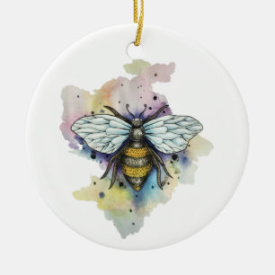 Décoration En Céramique Cute Bee And Rainbow Wash