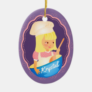 Décoration En Céramique Cute blonde chef boulanger personnalisé Noël