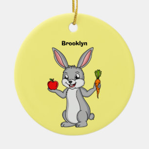 Décoration En Céramique Cute bunny rabbit with vegetables