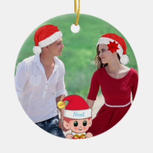 Décoration En Céramique Cute Christmas Elf & Photo personnalisée
