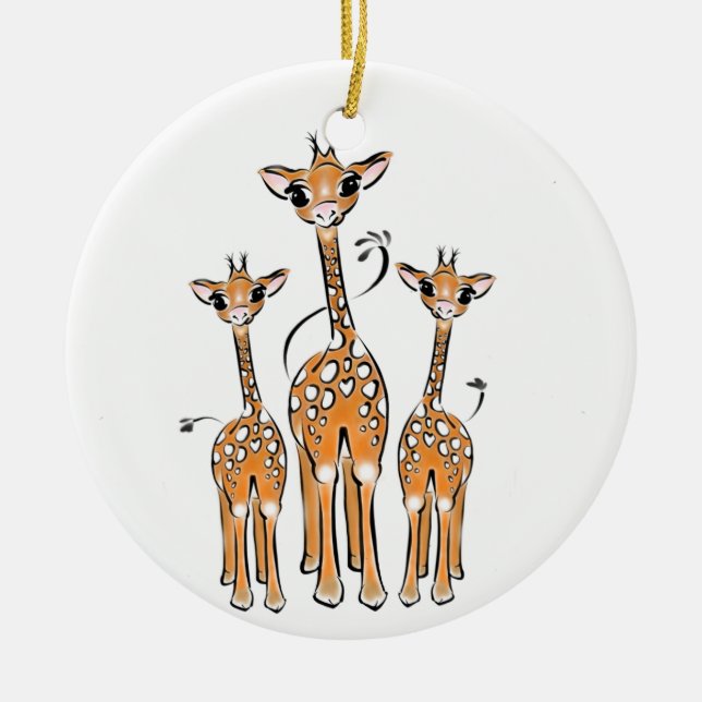 Décoration En Céramique Cute Christmas Giraffe famille animaux safari (Devant)