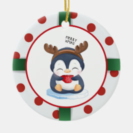 Décoration En Céramique Cute Christmas Penguin