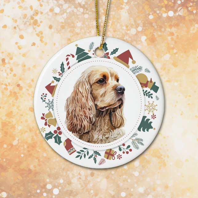Décoration En Céramique Cute Cocker Spaniel Christmas Images Wreath (Créateur téléchargé)