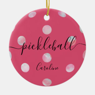 Décoration En Céramique Cute Fille Pickleball Rose