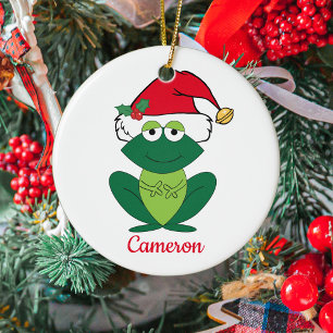 Décoration En Céramique Cute Frog dans Santa Hat Custom Kids Noël