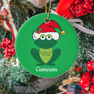Décoration En Céramique Cute grenouille de Noël personnalisée