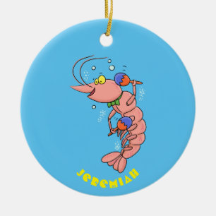 Décoration En Céramique Cute happy shrimp, prawn cartoon