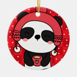 Décoration En Céramique Cute Hiver Panda main tirée