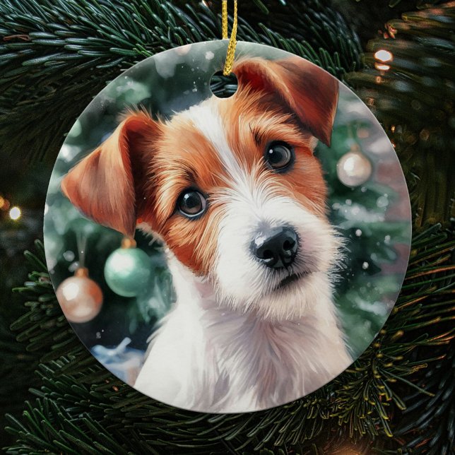 Décoration En Céramique Cute Jack Russell Terrier Aquarelle Noël (Créateur téléchargé)