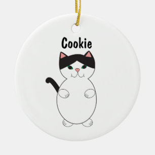 Décoration En Céramique Cute Kitty Chat noir et blanc Personnaliser