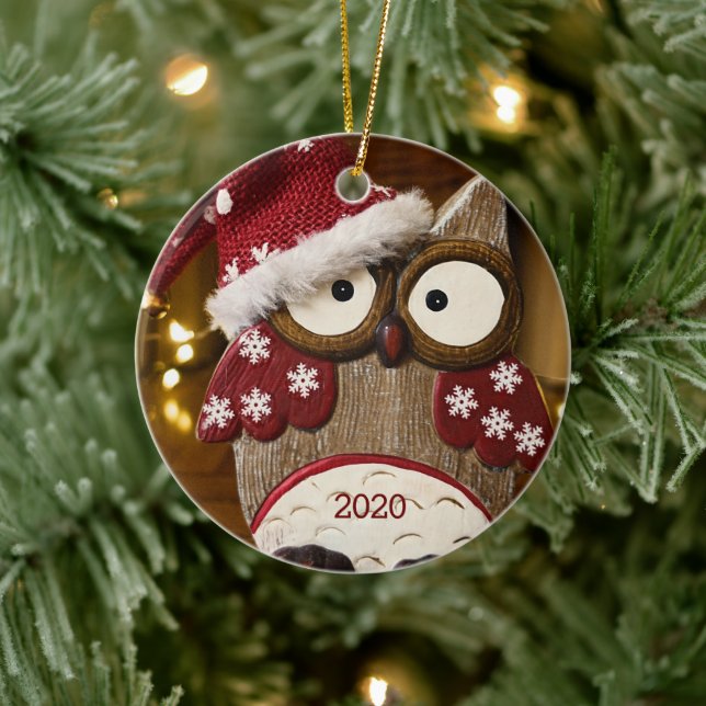 Décoration En Céramique Cute Owl Christmas Wood (Arbre)
