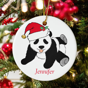 Décoration En Céramique Cute Panda Bear Personalized Kids Christmas