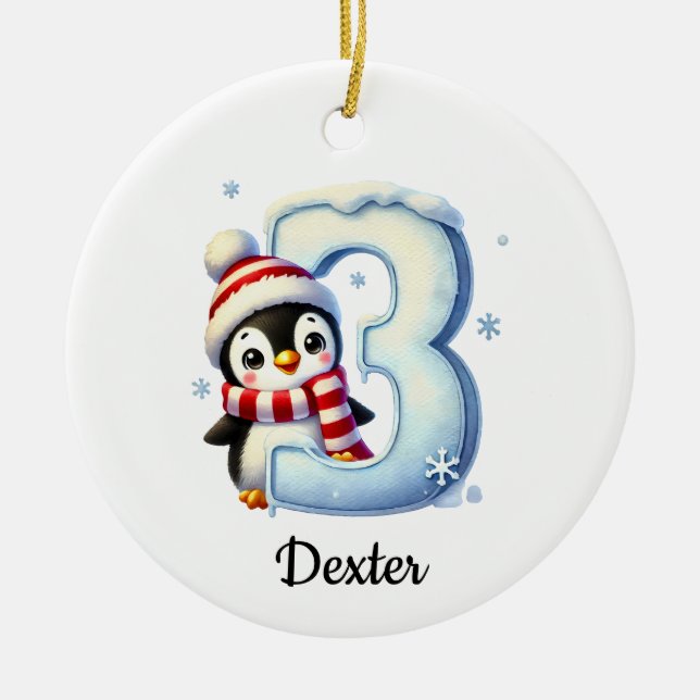 Décoration En Céramique Cute Penguin 3rd Christmas Ornament  (Devant)