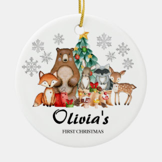 Décoration En Céramique Cute Personalized First's Christmas animal