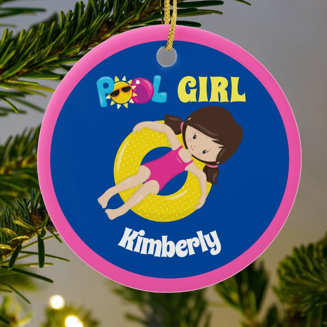 Décoration En Céramique Cute Piscine Girl Personnalisée Rose Bleu (Créateur téléchargé)