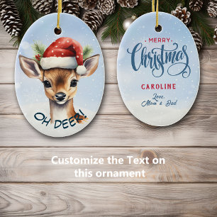 Décoration En Céramique Cute Santa Hat Deer Faids