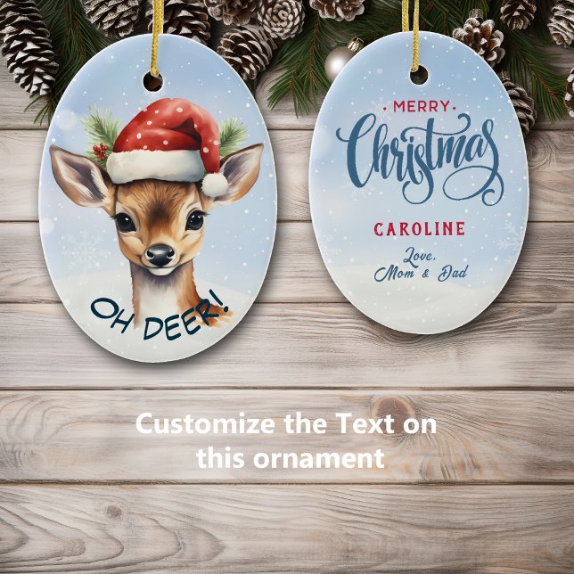 Décoration En Céramique Cute Santa Hat Deer Faids (Créateur téléchargé)