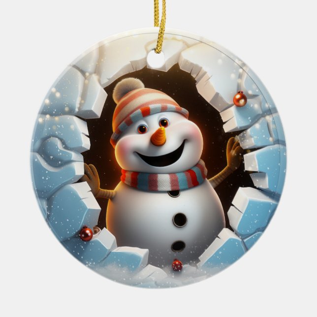 Décoration En Céramique Cute Snowman 3D (Devant)