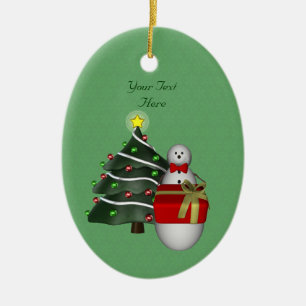Décoration En Céramique Cute Snowman Tree Holiday Personnalisable