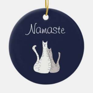 Décoration En Céramique Cute Tabby Cats Namaste