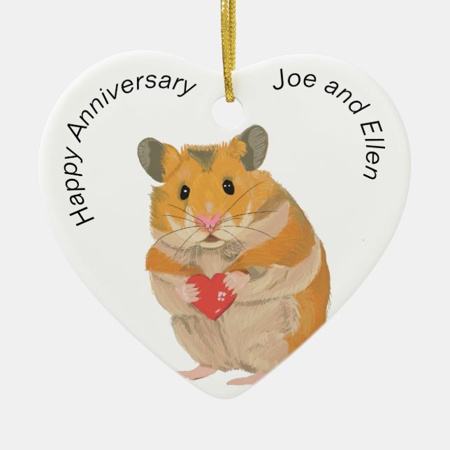 Décoration En Céramique CuteLittle Hamster fête son coeur (Devant)