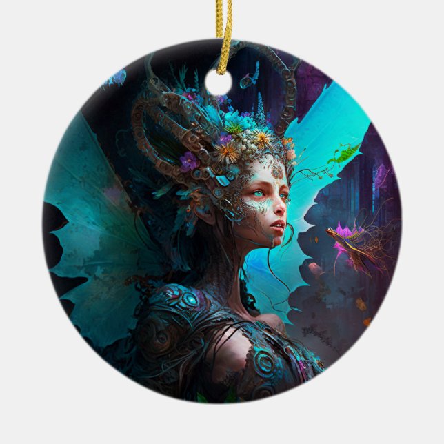 Décoration En Céramique Cyber Fairy Imaginaire Art (Devant)