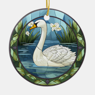 Décoration En Céramique Cygne blanc en verre doux