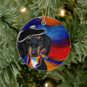 DÉCORATION EN CÉRAMIQUE DACHSHUND     