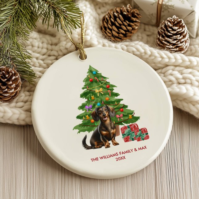 Décoration En Céramique Dachshund Chien Noël personnalisé (Créateur téléchargé)