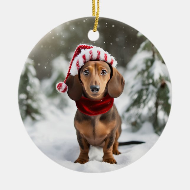 Décoration En Céramique Dachshund Christmas Keepsakd (Devant)
