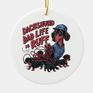 Décoration En Céramique Dachshund Papa La Vie Est Ruff
