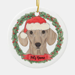 Décoration En Céramique Dachshund rouge lisse personnalisé