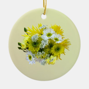 Décoration En Céramique Daisies, mamans et bouquet de dentelle de la reine