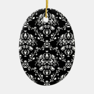 Décoration En Céramique Damas noir et blanc