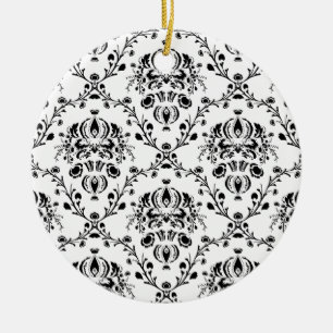 Décoration En Céramique Damask blanc et noir