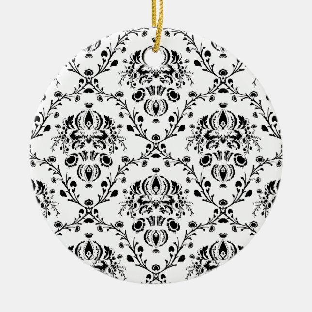 Décoration En Céramique Damask blanc et noir (Devant)