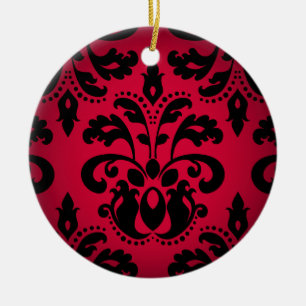 Décoration En Céramique Damassé gothique noire et rouge de cru de