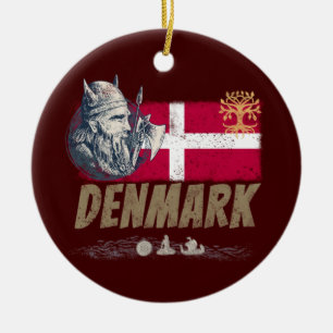 Décoration En Céramique Danemark pavillon vintage viking et navire souveni