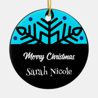 Décoration En Céramique Dark Blue Custom Snowflake Christmas Ornament