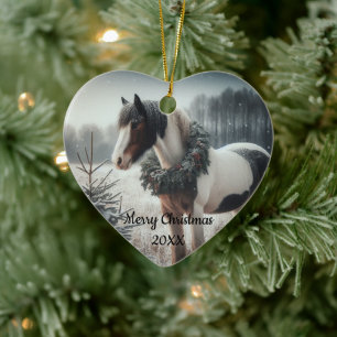 Décoration En Céramique Dated Christmas Horse Love Art