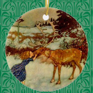 Décoration En Céramique 🎄 de Noël des filles et des rennes