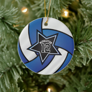 Décoration En Céramique 🏐 de volley-ball Blue and Black Star