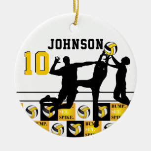 Décoration En Céramique 🏐 de volley-ball - Bump, Set, Spike - Jaune d'or