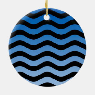 Décoration En Céramique Decor de stripes bleues