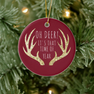 Décoration En Céramique Deer Antlers Noël Famille de Noël Photo