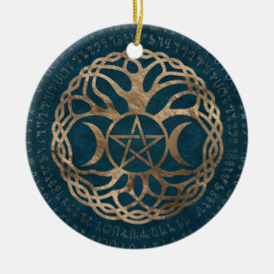 Décoration En Céramique Déesse de la lune triple avec pentagramme
