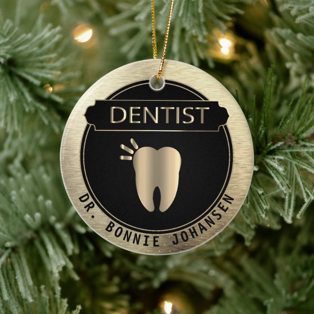Décoration En Céramique 🦷 dentiste - Noir et Or (Arbre)