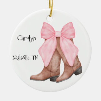 Décoration En Céramique Desert/Southwest Pink Cowboy  Boots 