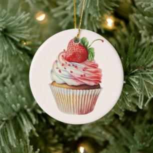 Décoration En Céramique Dessert sucré à la fraise Cupcake