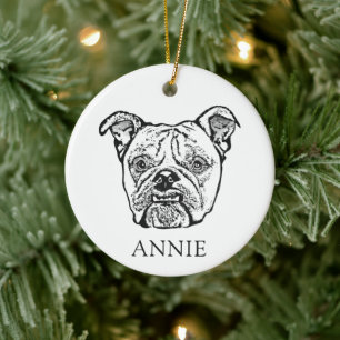 Décoration En Céramique Dessin à main de vieux Bulldog anglais personnalis